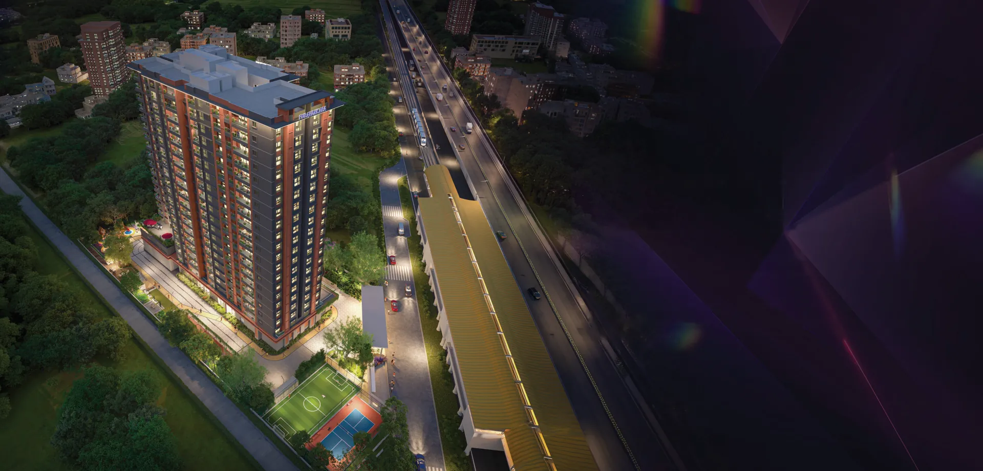 Purva Heritage aerial night view